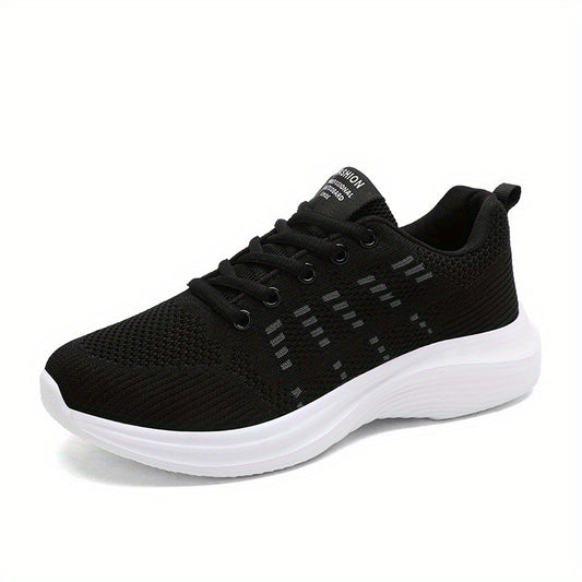 Women's Woven Lace-Up Running Shoes Breathable Sneakers
