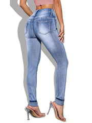 High Rise Ripped Denim Pants Butt Lifting Skinny Jeans