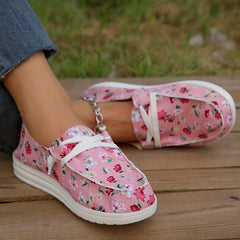 Floral Print Slip-On Loafers Lightweight Flat Sneakers