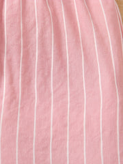 Girls' High Waist Striped Wide Leg Cropped Trousers