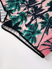 Tropical Print Pajama Shorts Women's Plus