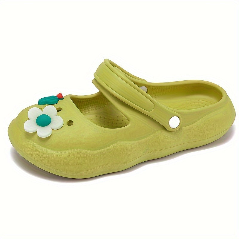 Women's Flower Decor Clogs Slip On Non slip Soft Sole Slides