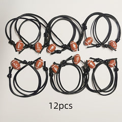 Adjustable Sport Theme Charm Bracelet Cord Braided Baseball Tennis Rugby Wristba