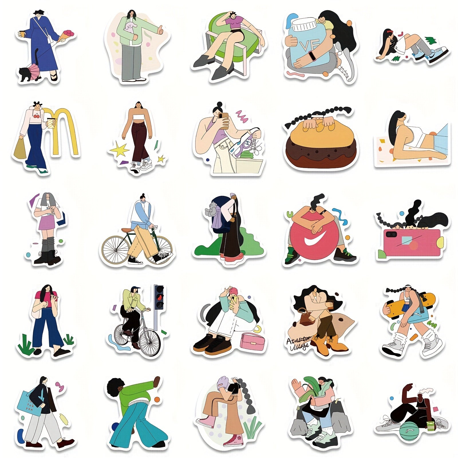 50pcs Daily Life Series Graffiti Stickers for Laptop Water Cup Decoration