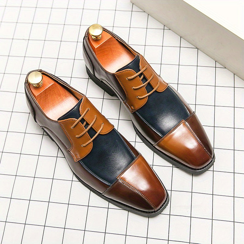 Men's Block Derby Shoes Lace up Front Outdoor Dress Shoes