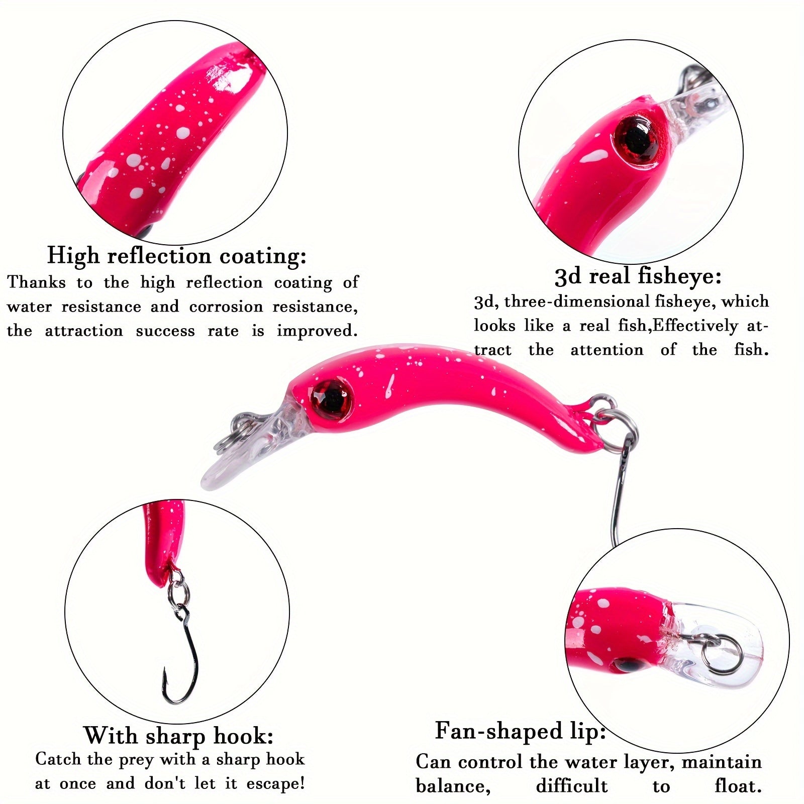 5pcs Floating Minnow Fishing Lure Set Single Hook Tackle Freshwater Trout Bass