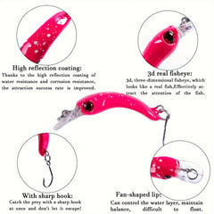 5pcs Floating Minnow Fishing Lure Set Single Hook Tackle Freshwater Trout Bass