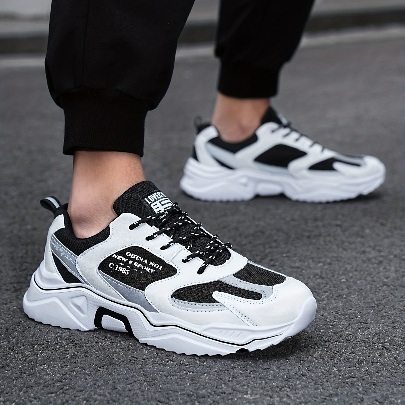Lace Mesh Running Shoes Soft Sole Platform Shock Absorption Sports Shoes