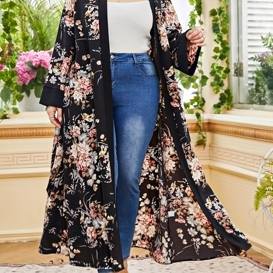 Colorblock Floral Print Maxi Wrap Dress