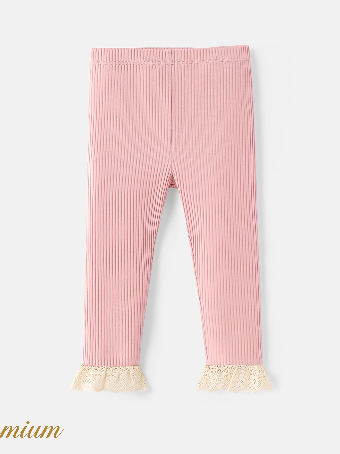 Baby Girl's Ribbed Knit Leggings Lace Up Trousers