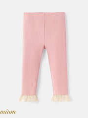 Baby Girl's Ribbed Knit Leggings Lace Up Trousers
