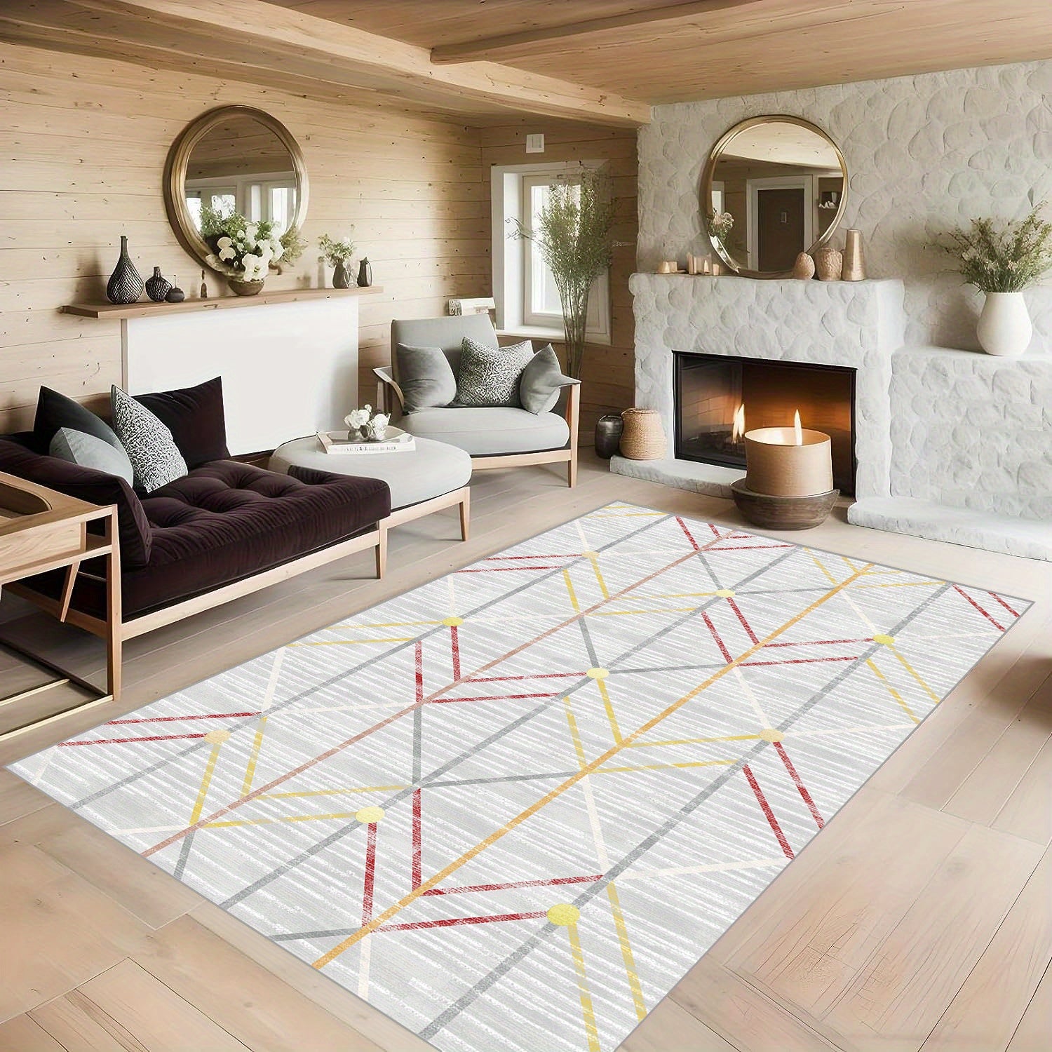 Modern Geometric Carpet Floor Mat Soft Non Slip Area Rugs for Living Bedroom