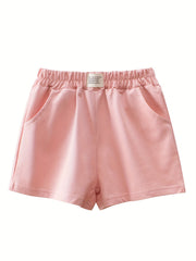 Toddler Girls Letter Patch Pocket Cotton Track Shorts