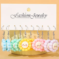 10pcs Macaron Happy Smile Small Flower Earrings For Girls