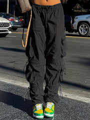 Vintage Workout Cargo Pants Elastic Waist Drawstring