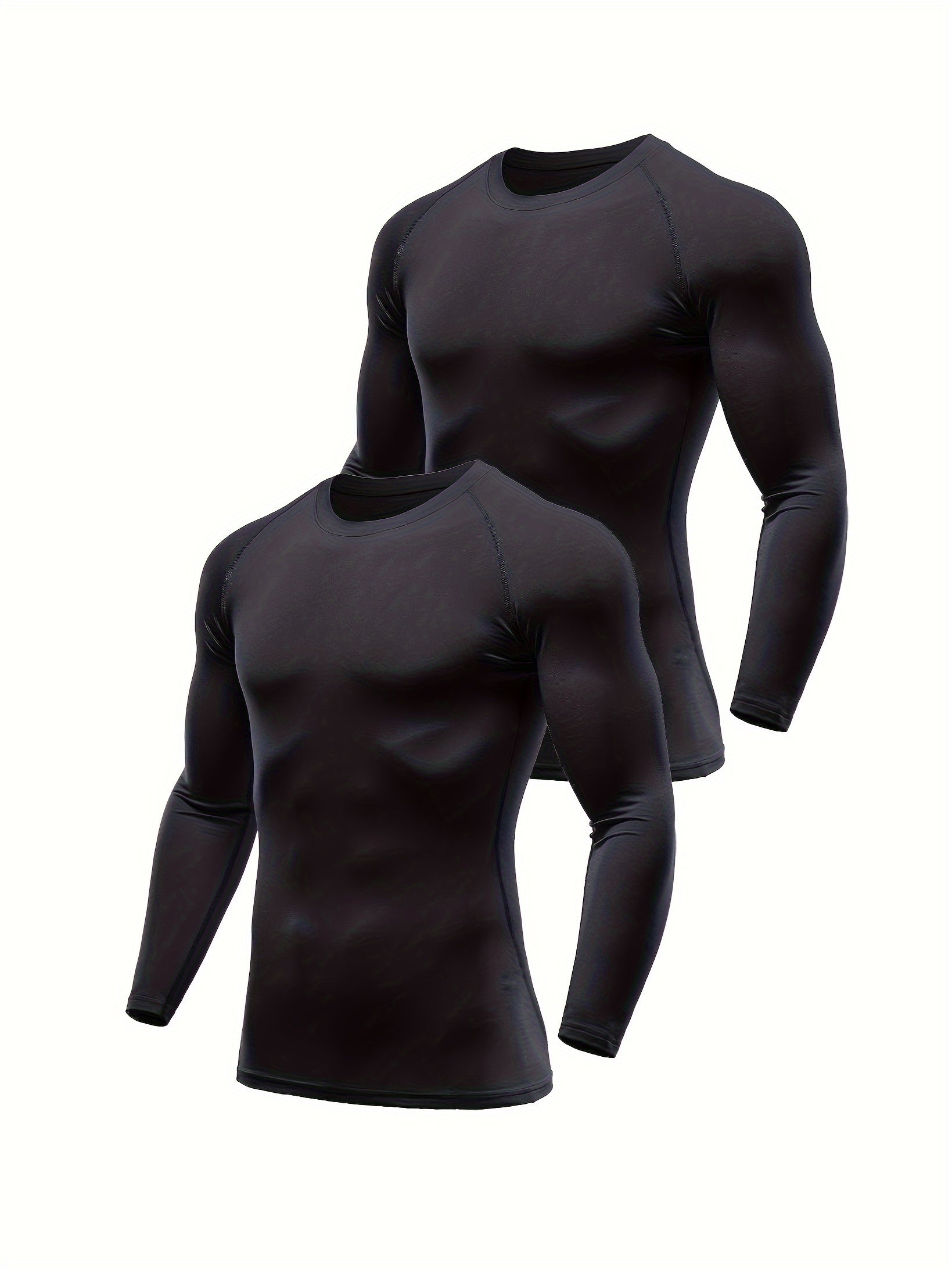 2pcs Men's Compression T shirt Long Sleeve High Stretch