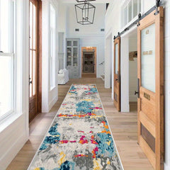 Modern Abstract Runner Rug Soft Non Slip Machine Washable Stair Carpet