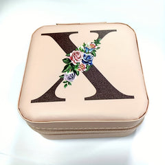 Personalized Travel Jewelry Case for Women - Initial Jewelry Box
