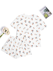 Floral Print Lounge Set Short Sleeve T Shirt & Shorts Women's Loungewear