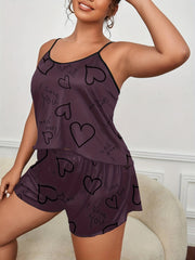 Heart Print Cami Top & Shorts Pajama Set