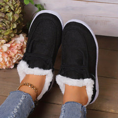 Plush Fur Fleece Lined Flat Skate Shoes
