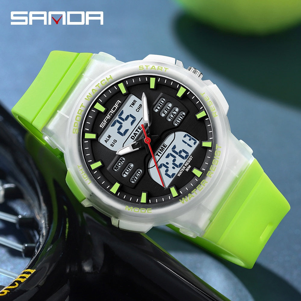 SANDA Unisex Sports Watch Dual Display Night Light