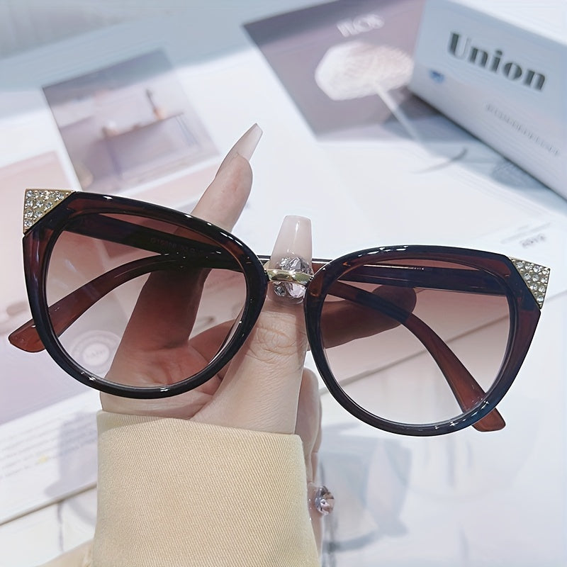 Rhinestone Cat Eye Sunglasses Gradient UV400