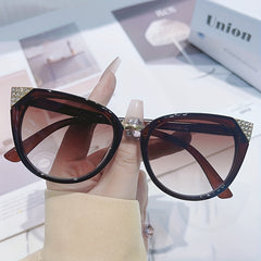 Rhinestone Cat Eye Sunglasses Gradient UV400