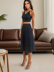 High Waist Splicing Tiered Skirt Casual A line Skirt For Spring & Summer