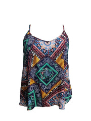 Boho Cami Top Women's Plus Plain Print Round Neck Comfy Cami