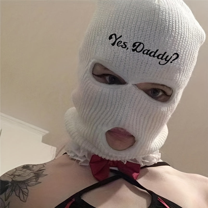 Men's Letter Embroidered Daddy Balaclava Hat