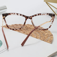 Tortoiseshell Retro Clear Lens Metal Temple Glasses