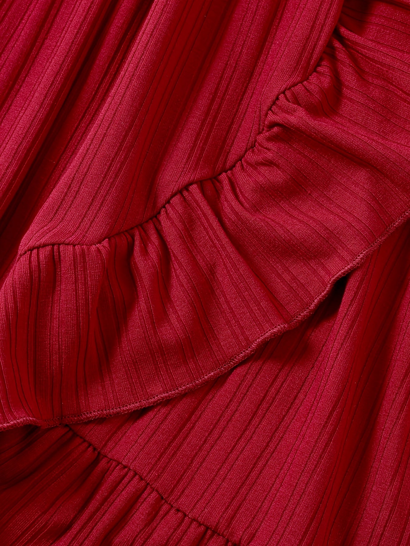 Kid Girls Ribbed Tiered A Line Dress With Belt