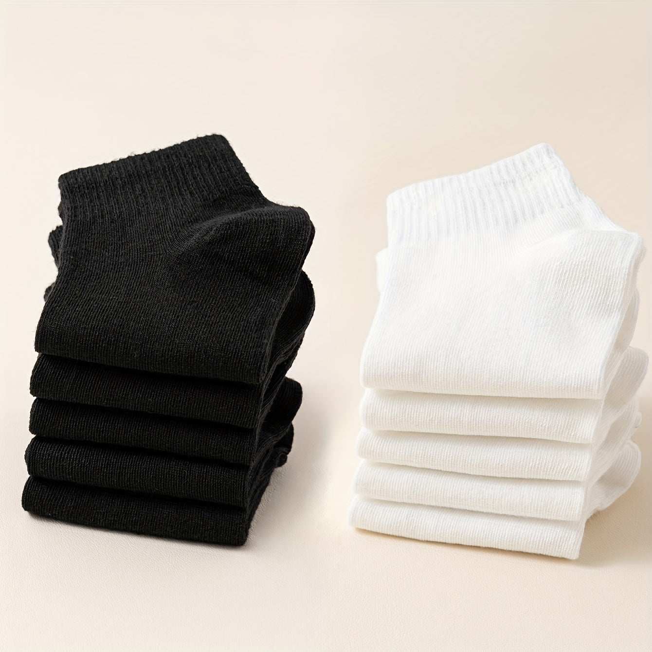 10 Pairs Women's Crew Socks Solid Color Comfy & Breathable Short Stockings