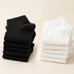 10 Pairs Women's Crew Socks Solid Color Comfy & Breathable Short Stockings