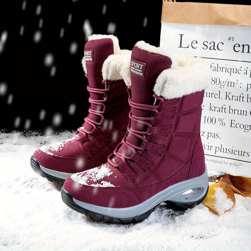 Women's Thermal Winter Boots Lace Up Soft Sole Non slip Snow Warm Shoes