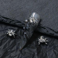 10pcs Halloween Spider Nail Art Charms With Rhinestones 3D Alloy Spider Nail Gem