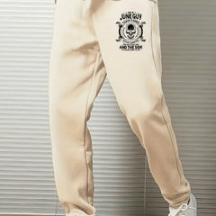Skull Print Drawstring Sweatpants Loose Fit Pants Men's Casual Joggers