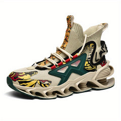 Men's Graffiti Print Lace-up High Top Blade Sneakers
