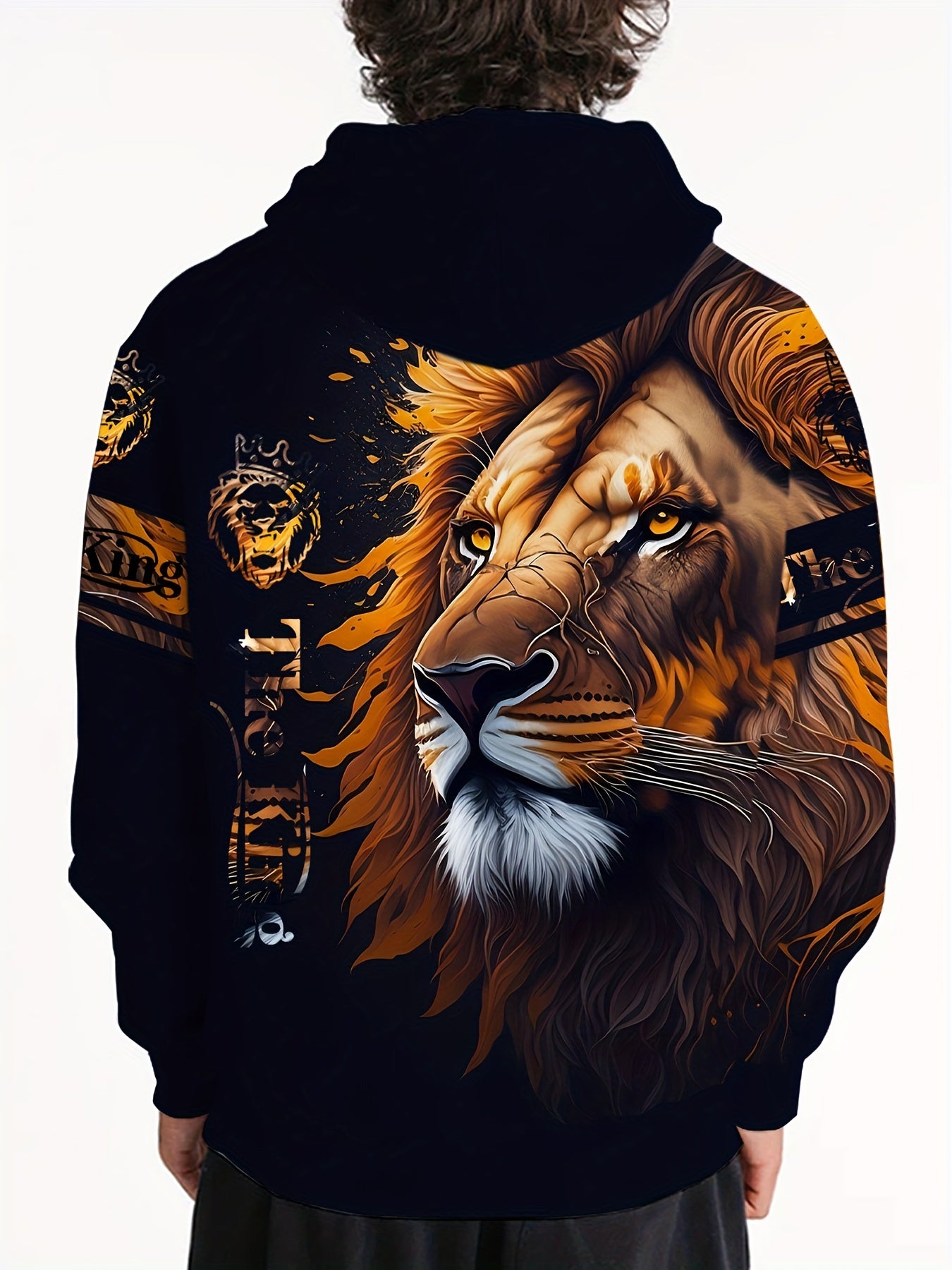 3D Lion Print Hoodie Men Graphic Hooded Pullover Autumn Winter