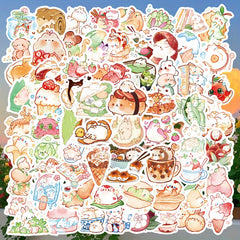 103pcs Colorful Food and Animal Stickers DIY Planner Decoration