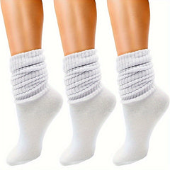 3 Pairs Slouch Socks Women Men Knee High Scrunch Winter Socks
