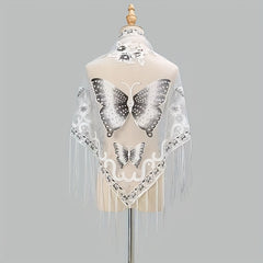 Butterfly Lace Triangle Fringe Trim Scarf Shawl Wrap