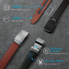 Carbon Fiber Leather Belt Automatic Buckle Two layer Cowhide Belt For Men