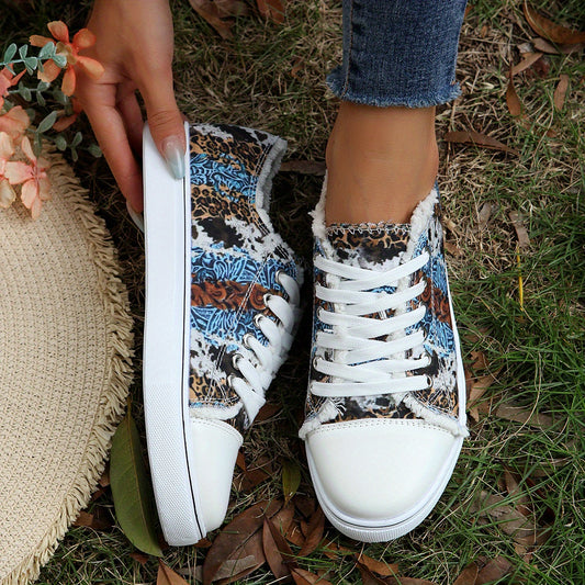 Women's Print Low Top Board Shoes Lightweight Non slip Casual Sport Shoes