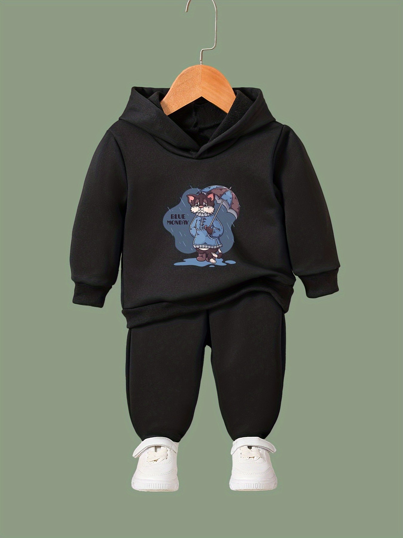 Sorrowful Cat Print 2pcs Girls Outfits For Sports Spring Fall Outdoor Gift