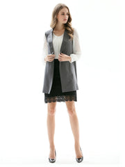 Sleeveless Lapel Blazer Vest Coat Slim Fit