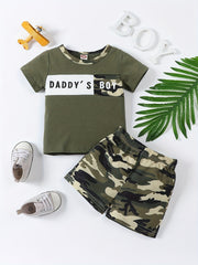 2pcs Baby Boys Daddy's Boy T shirt & Shorts Set Clothes