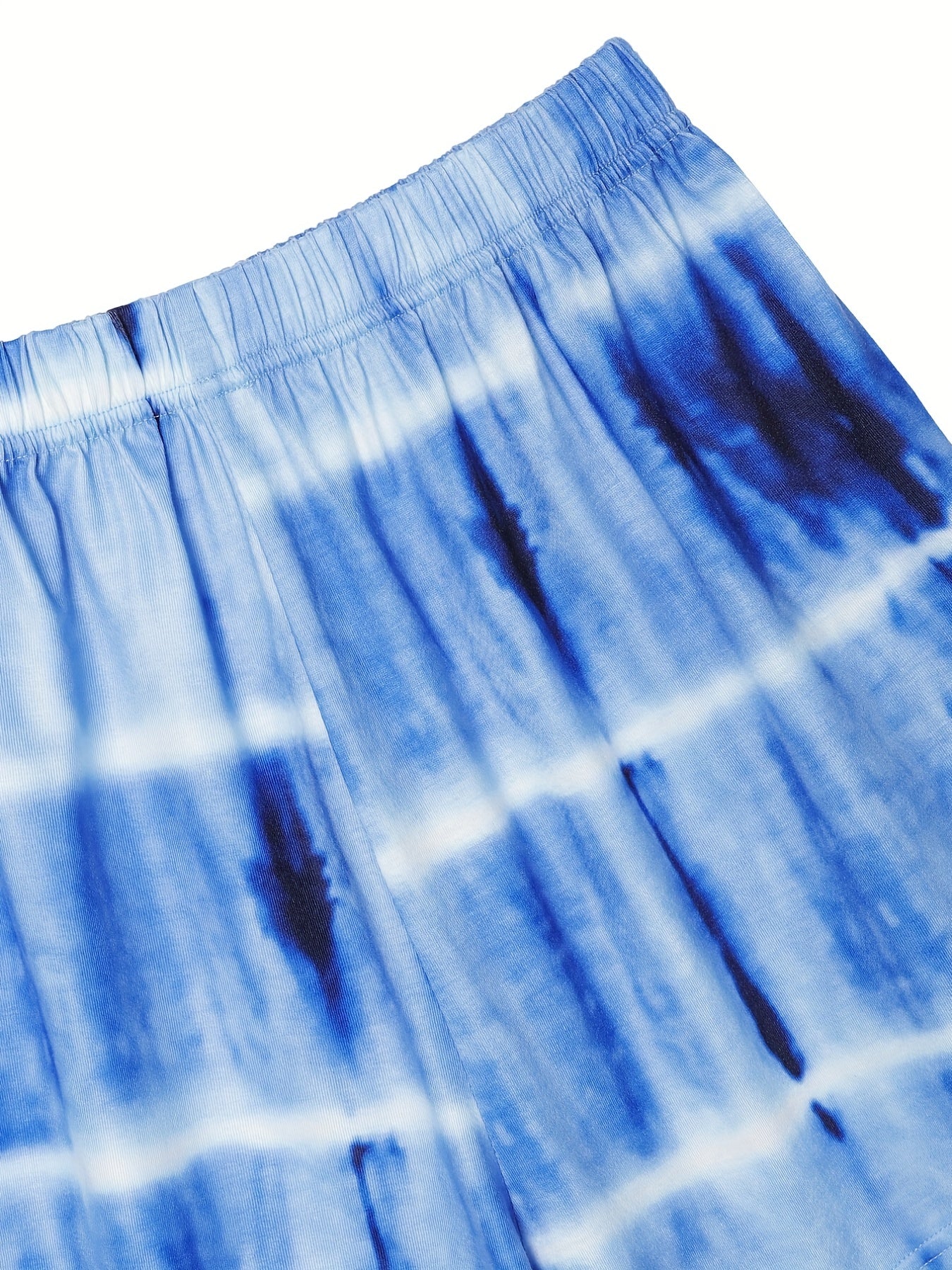 Tie Dye Matching Two piece Set Backless Halter Top & Elastic Shorts