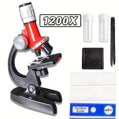 Children's Microscope 1200X 3 Objective Lenses LED Fill Light Christmas Gift